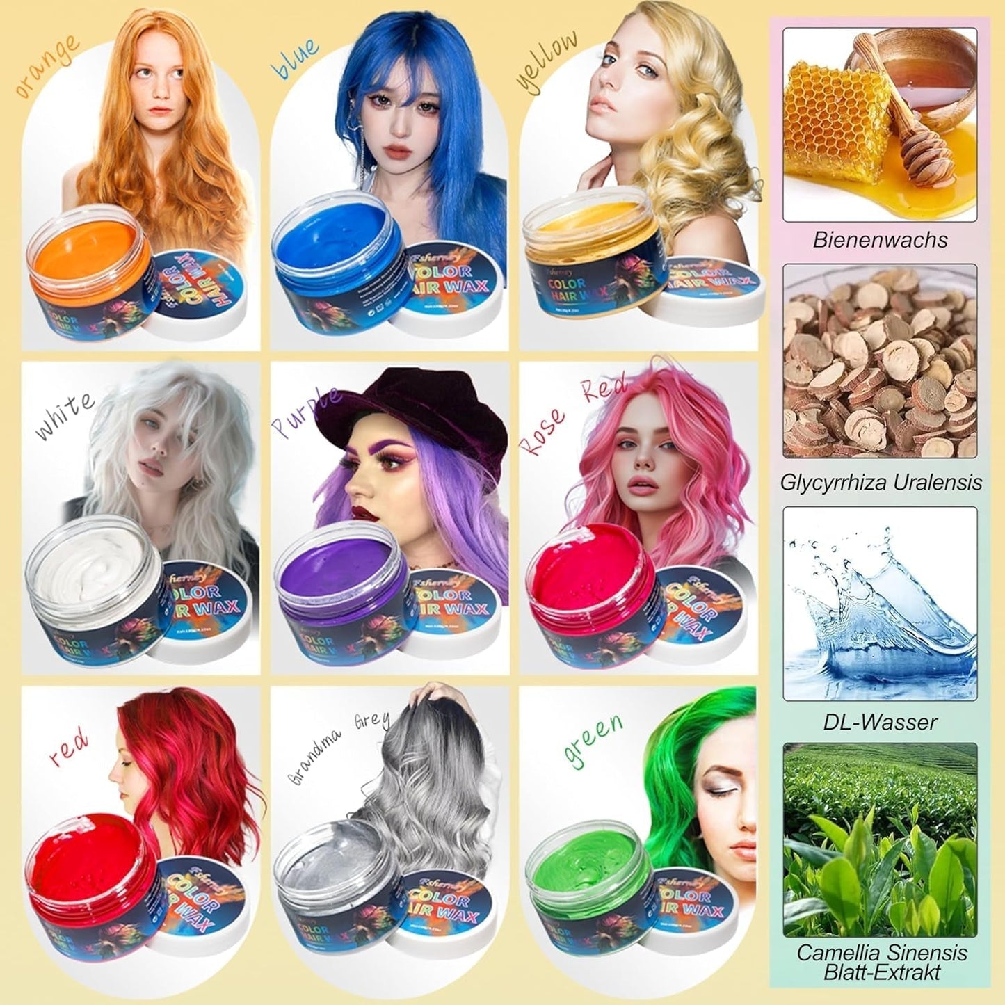 Tintura Per Capelli Verde Temporanea - Cera Colorante Per Capelli, Tonalità Per Capelli Per Uomini Donne, Pomata Per Capelli Naturale, Cera Colorante Per Capelli Con Clip Colorate Per Colorazioni Pazzesche Per Feste (4,23 Once, Verde) Naty Shop Tinture Per Capelli