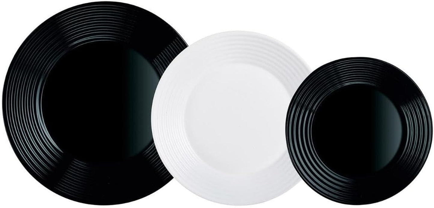 Harena N&b Glasgeschirr, 18-teilig, per 6 persone, bianco e nero