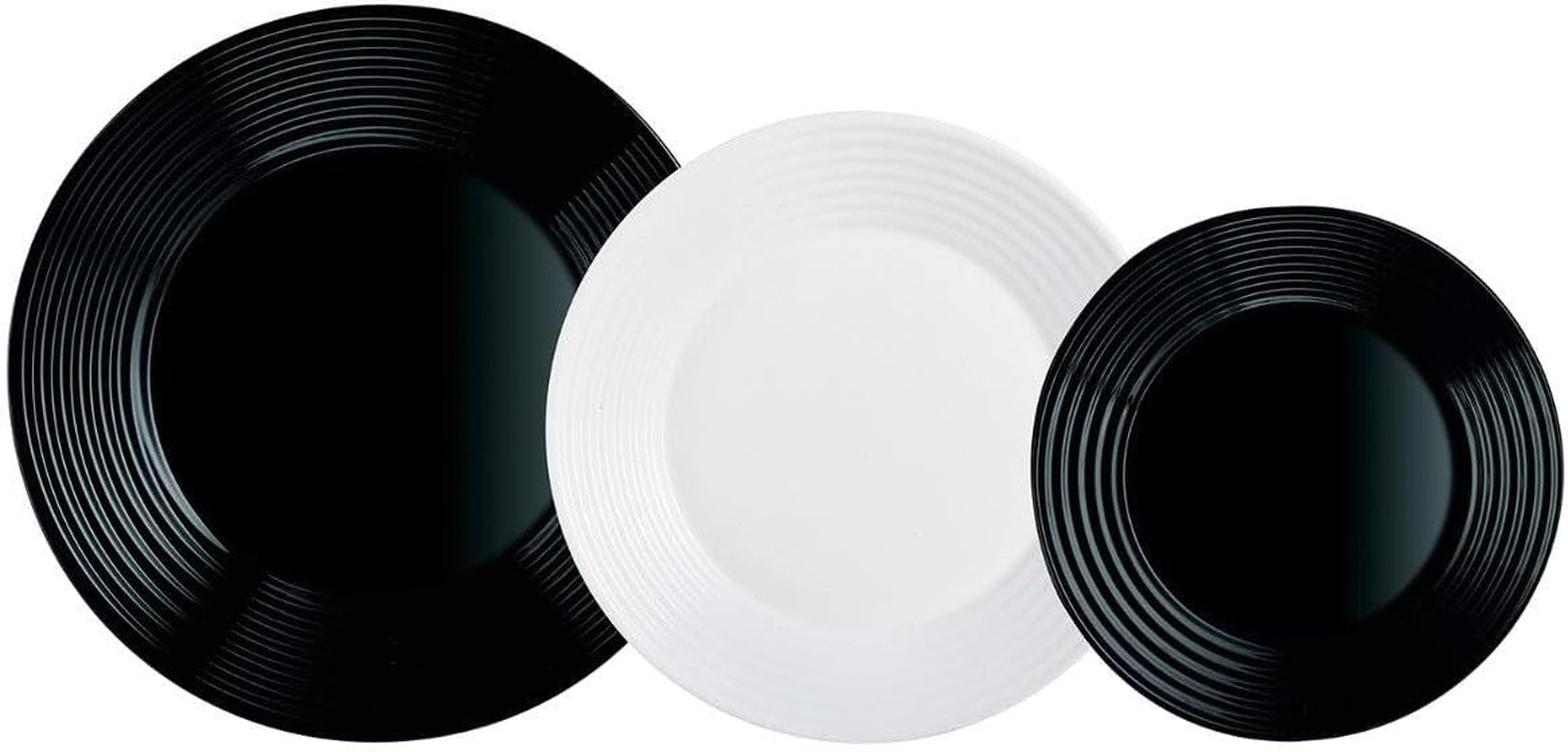 Harena N&b Glasgeschirr, 18-teilig, per 6 persone, bianco e nero