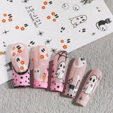 JMEOWIO Adesivo per unghie Halloween Süßer Geist 9 Blatt Nail Art Sticker Selbstklebend Nagelaufkleber Dekoration Nageldesign Zubehör
