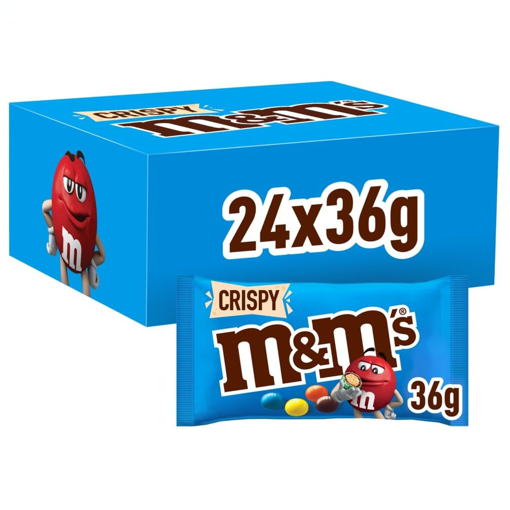 M&M's Confezione sfusa di cioccolato alle arachidi 24 x 45 g di lenticchie al cioccolato aromatizzate alle arachidi regalo al cioccolato (1080 g) ideali come dolcetto a tema calcistico
