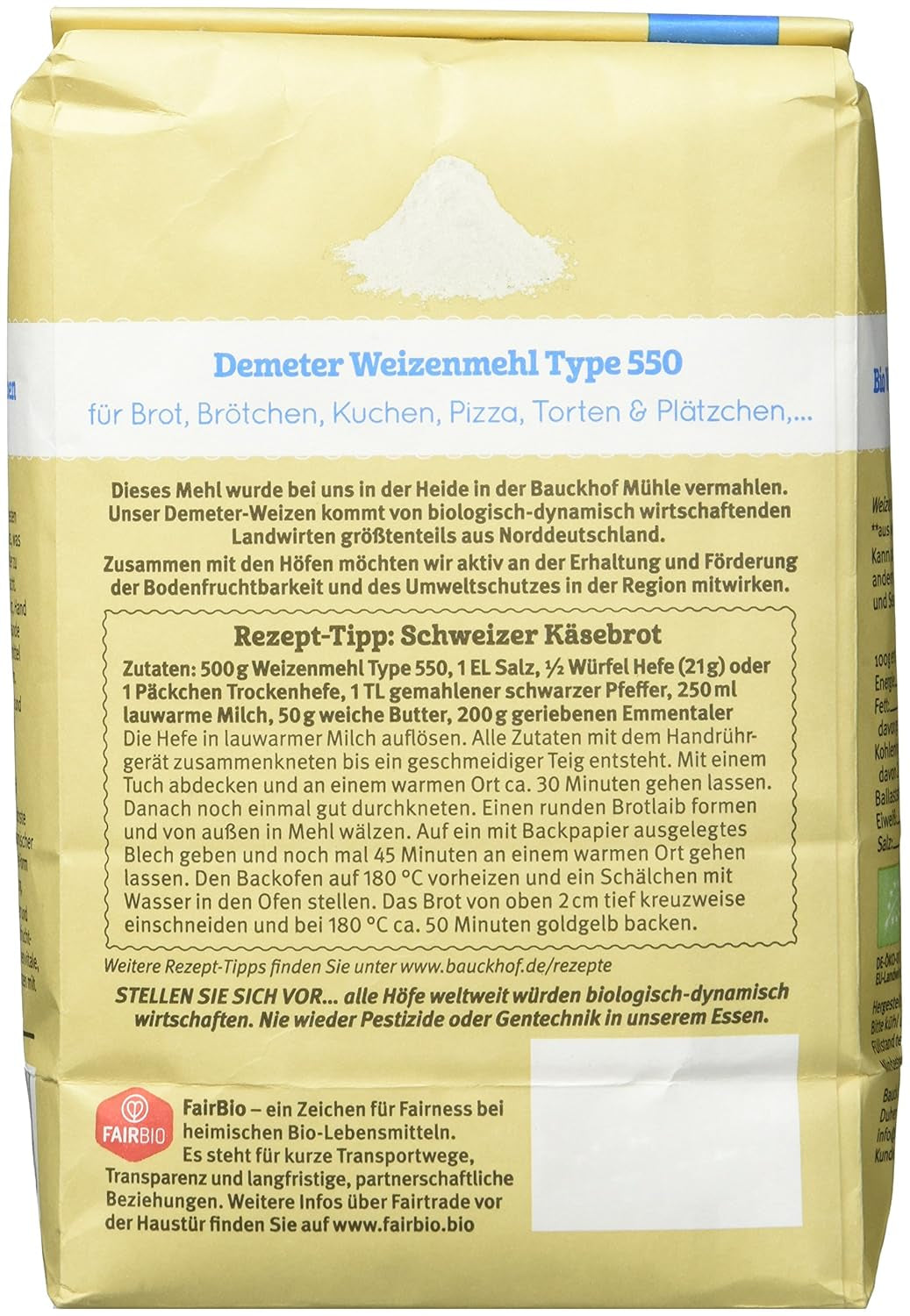 Farina di grano tenero tipo Hof 550 Demeter, 1 kg