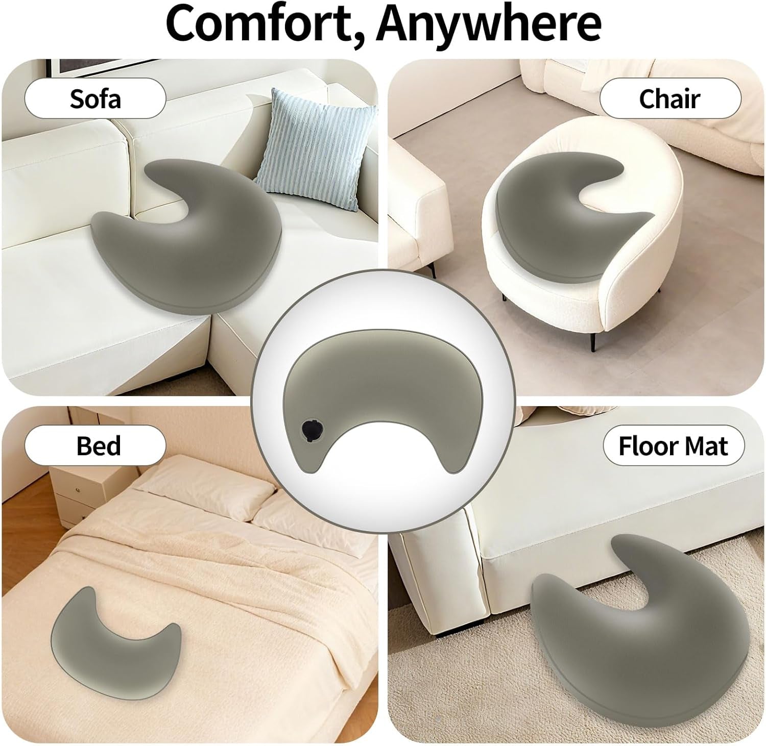 Cuscino da lettura e cuscino da gioco, cuscino da lettura gonfiabile portatile con custodia, cuscino ergonomico all'uncinetto per leggere, giocare, lavorare all'uncinetto e