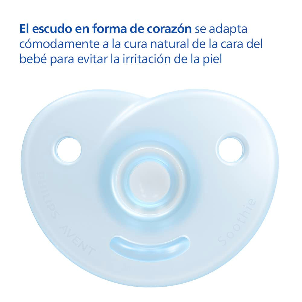 Philips AVENT Soothie - Succhietto senza BPA per bambini da 0 a 6 mesi, blu/azzurro (modello SCF099/21)