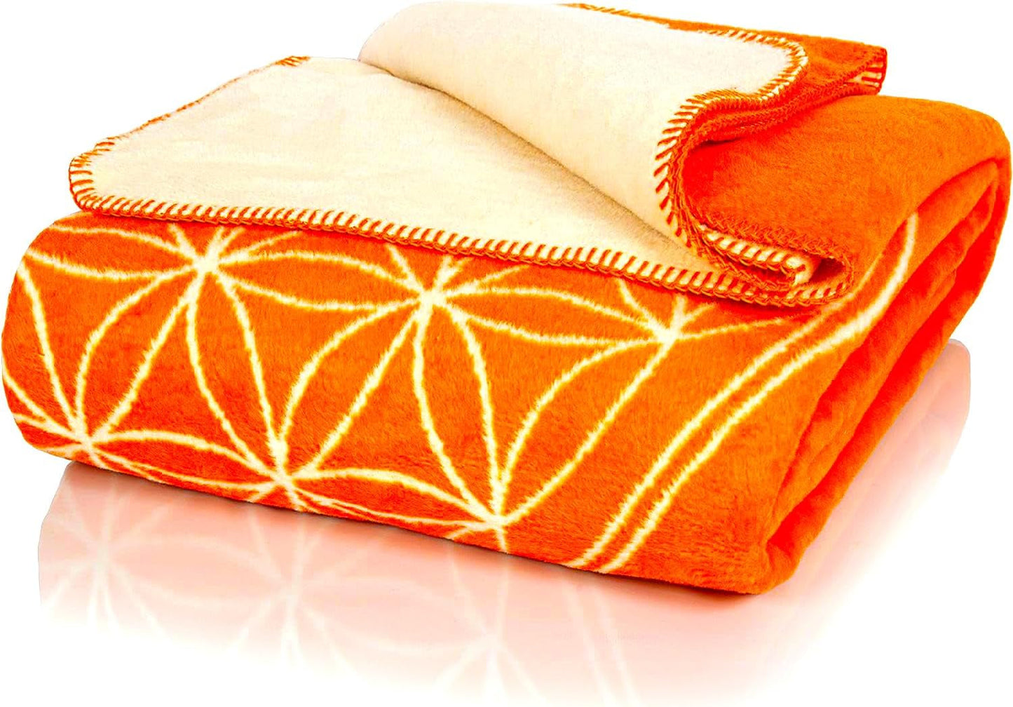 Glart comoda coperta Flower of Life Pink-Ecru XL, 150X200 Cm, extra soffice come coperta per divano, coperta per divano, coperta per yoga, coperta per la vita, peluche per divano Letti e coperte Glart Orange-Ecru 150X200Cm