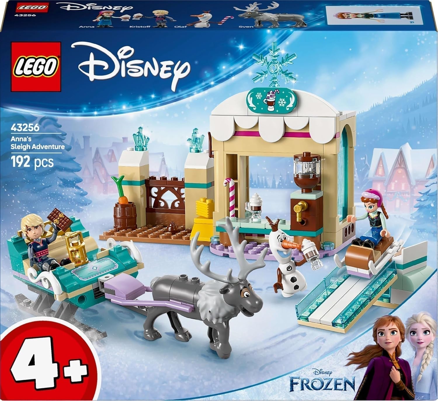 LEGO® Disney Frozen: Avventura sulla slitta di Anna, set da gioco costruibile e fantasy, supporto di cioccolato con mini bambole Anna, Kristoff, Olaf e Sven, principessa giocattolo per ragazze dai 4 anni 43256 Set da costruzione Besuche den LEGO-Store