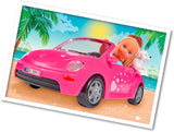Simba 105731539 - Evi Love Beetle Evi's, Evi con macchina, macchina: 22 cm, con cane, bambola fashion, 12 cm, per bambini dai 3 anni in su