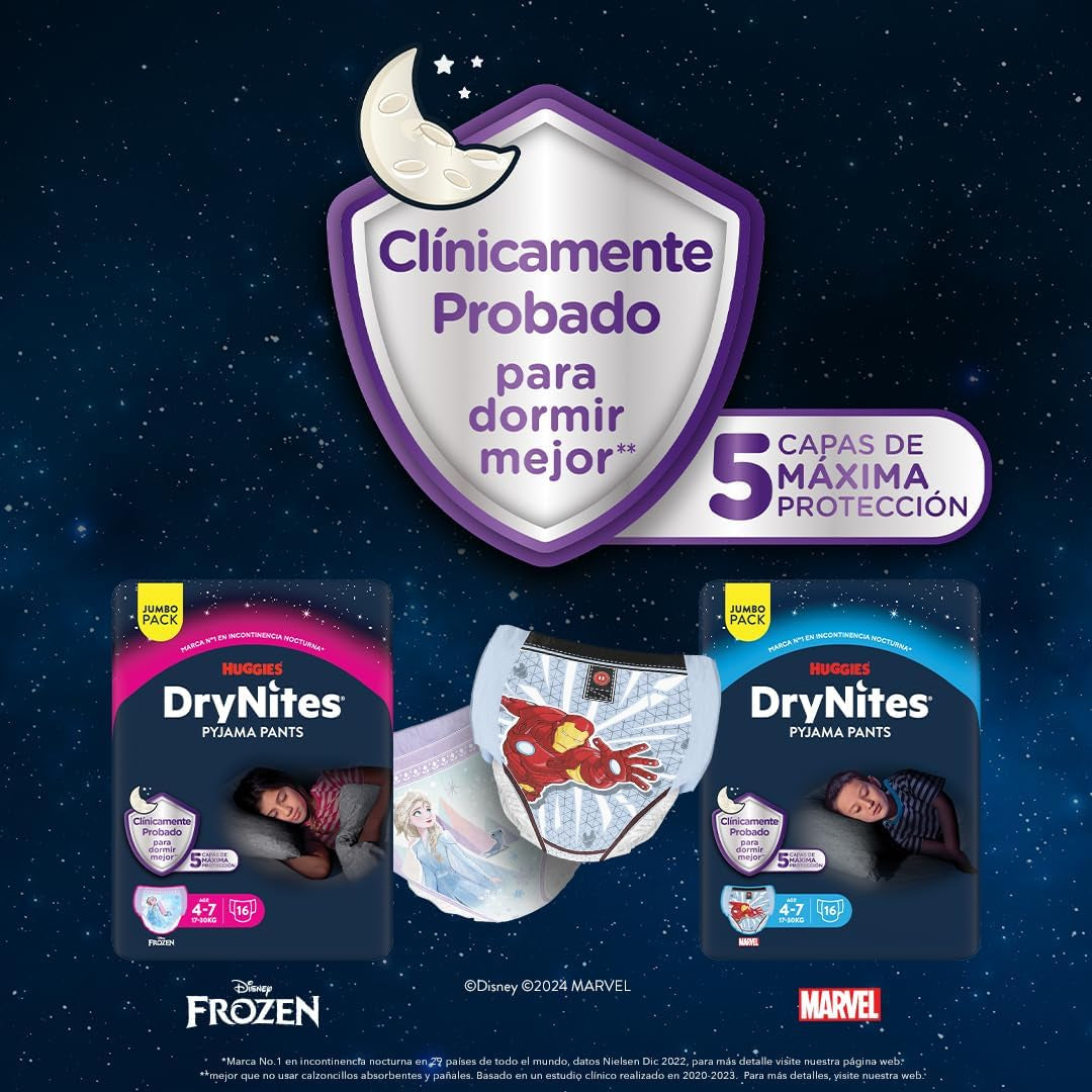 Pantaloni pigiama DryNites per ragazze 3-5 anni 1 confezione (1 x 16 pezzi)