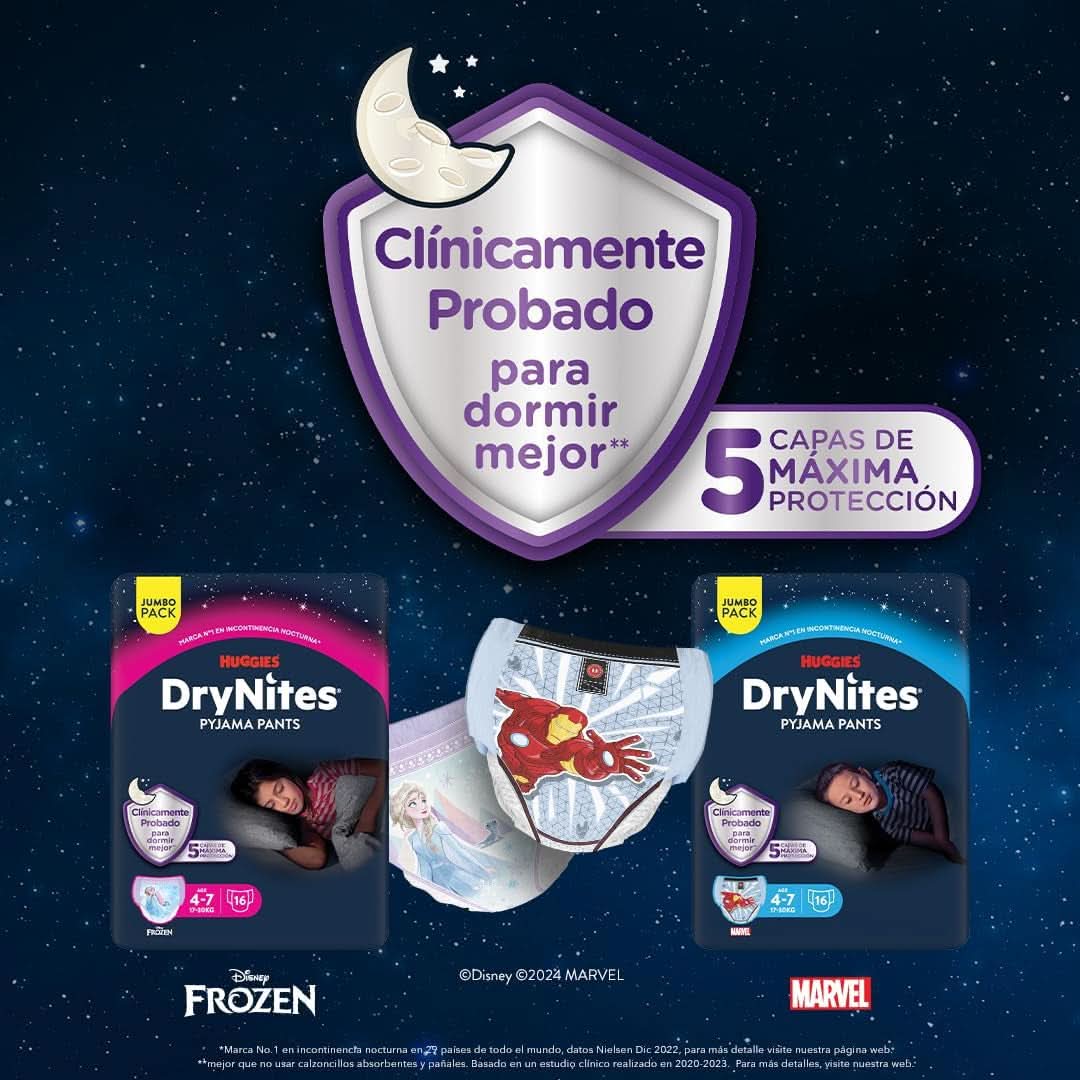 Pantaloni pigiama Dry Nites per bambine 3-5 anni, 1 confezione (16 pezzi) Naty Shop