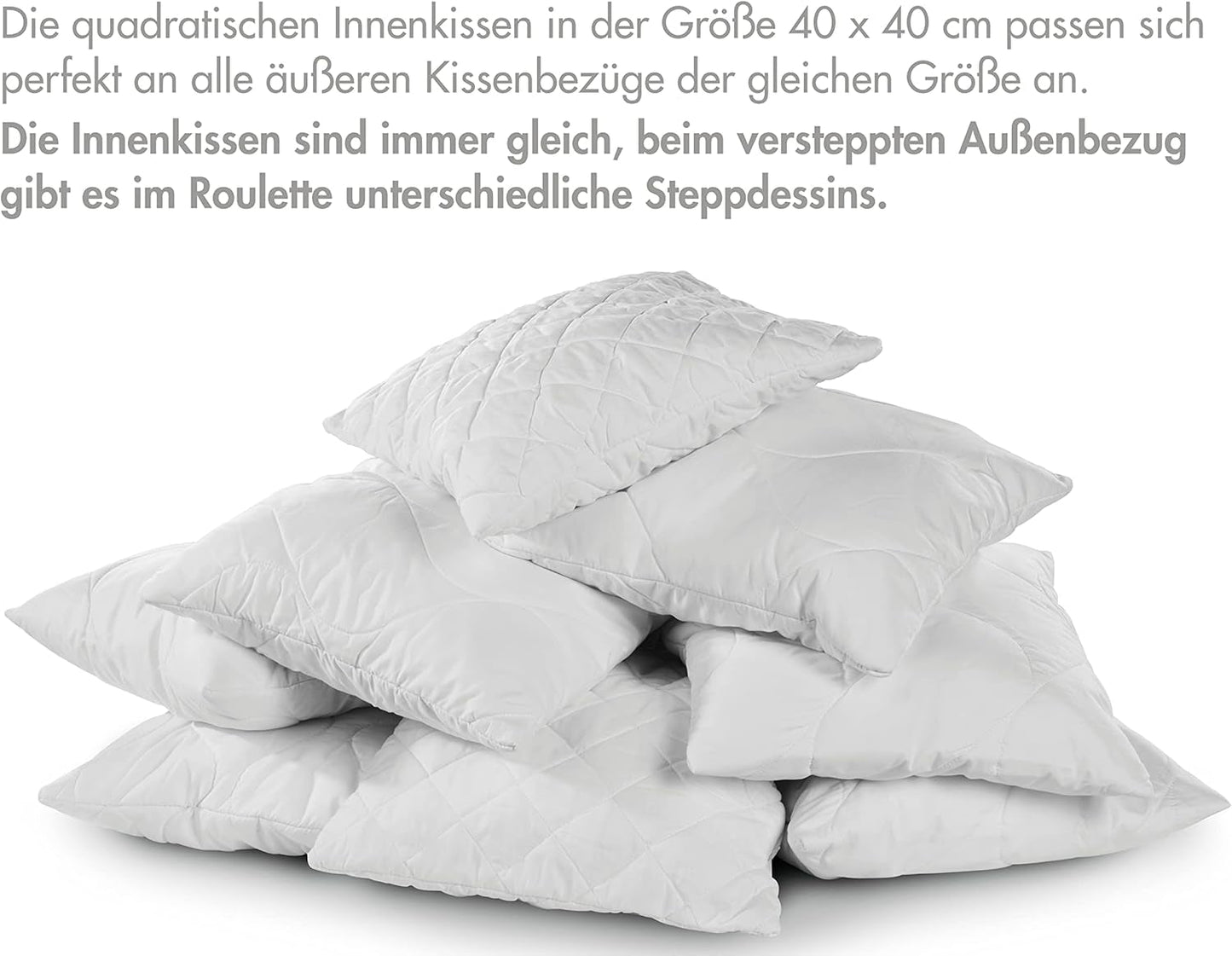 Traumnacht Comfortable roulette pillow, Set of 4 pillows, With quilted cover and foam filling, 40 X 40 cm, Oeko-Tex certified, Made according to the German quality standard Naty Shop standard pillows