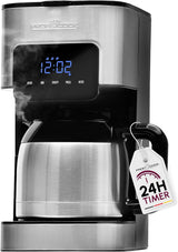 Macchina da caffè Profi Cook | 8-10 tazze | Temporizzatore | Controlli tattili con sensore | Caraffa termica a doppia parete da 1,2 litri | Sigillo di sapore | Caffettiera con filtro in acciaio inox | PC-KA 1191