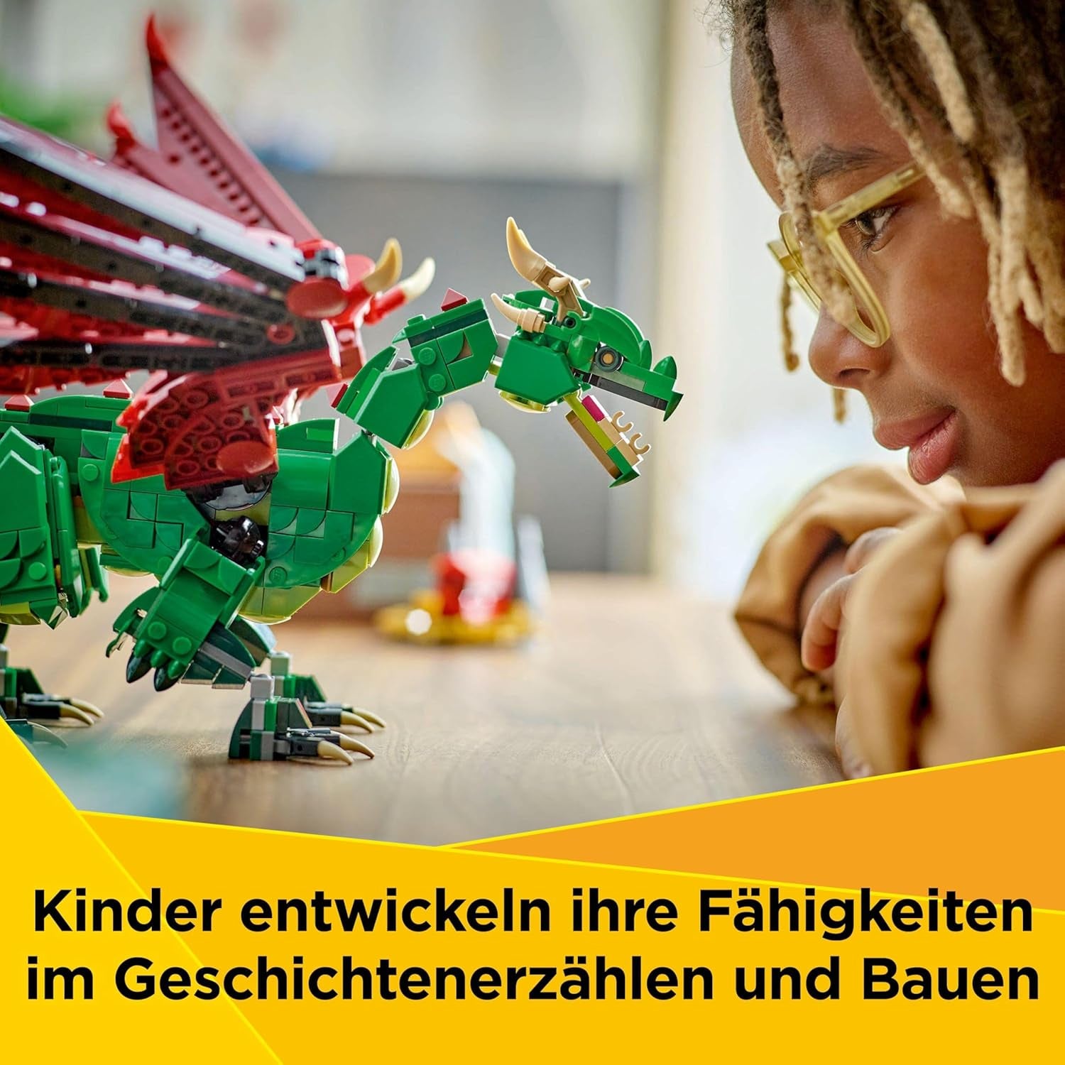 LEGO Creator 3In1 Drago Verde - Giocattolo - Si trasforma in serpente marino o fenice - Giocattolo da costruzione per animali per bambini - Regalo per ragazzi e ragazze a partire da 9 anni 31161 Set da costruzione Besuche den LEGO-Store