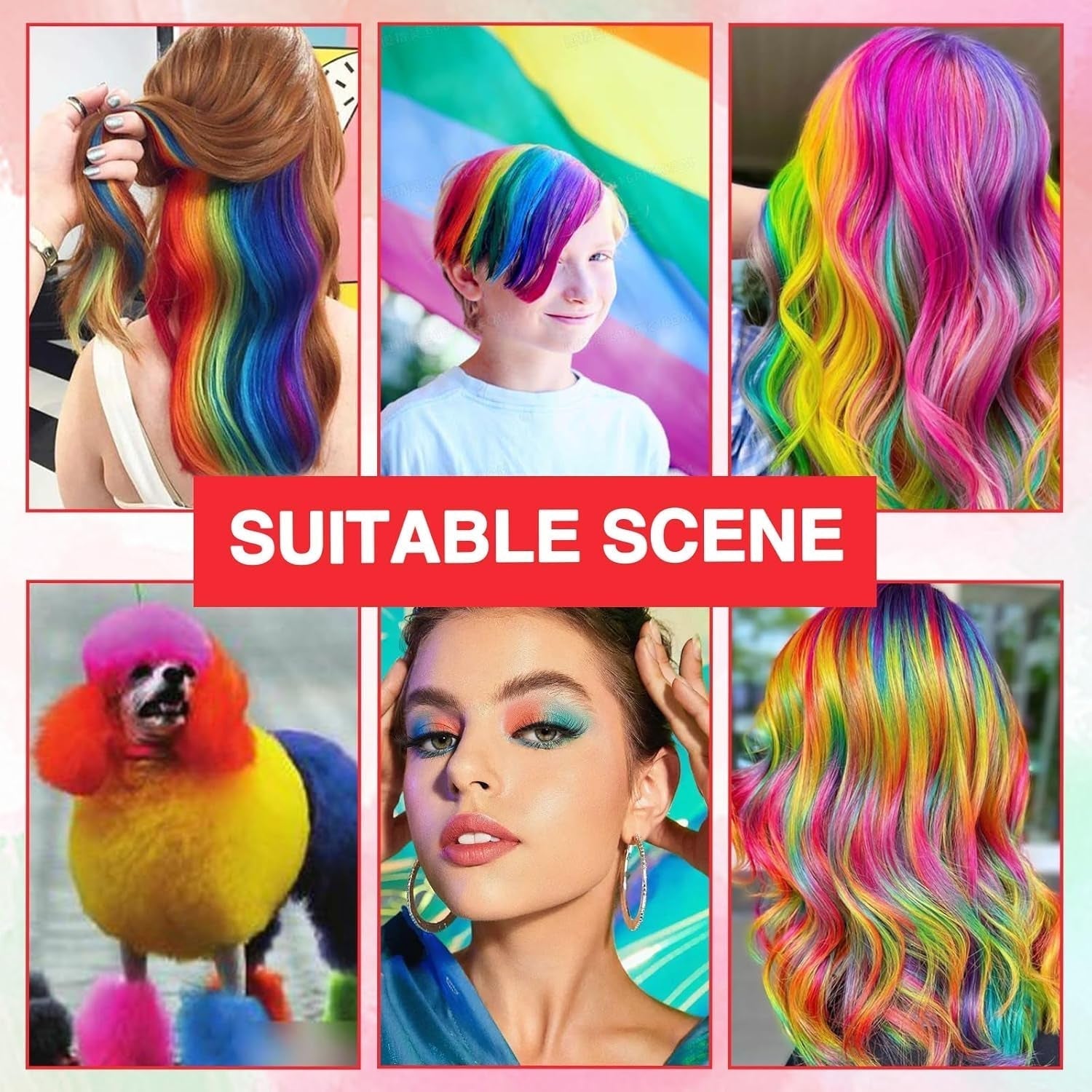 Tintura per capelli temporanea per bambini, 5 colori, lavabile, mascara, gesso per capelli, tintura per capelli Naty Shop