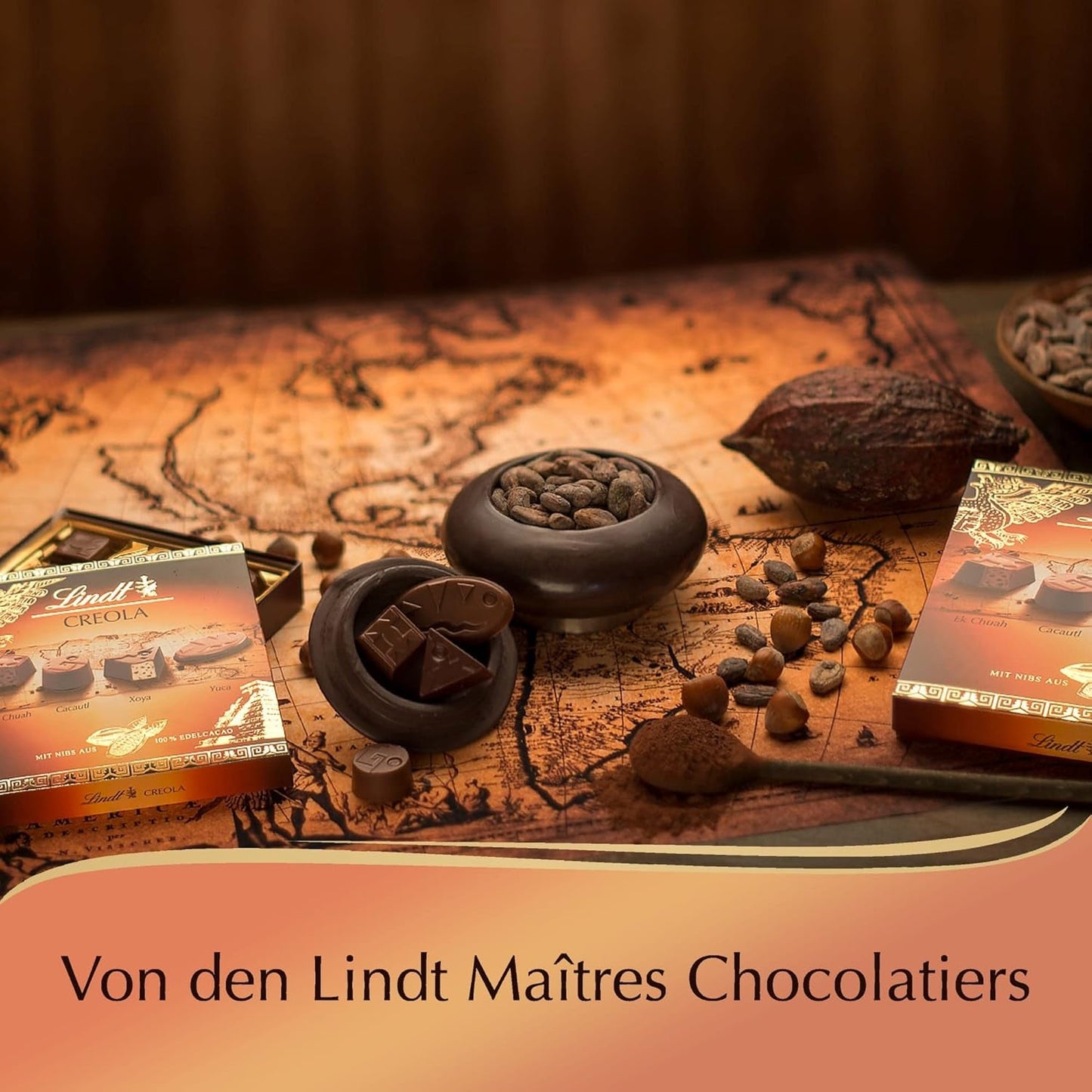 Cioccolata Lindt | Scatola di praline creola | 165g| 15 praline in 4 deliziose varietà, a base di cacao fine al 100%, senza alcool | Set regalo al cioccolato
