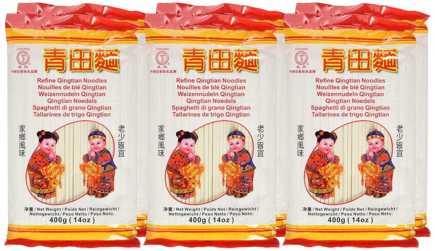 Tagliatelle di grano (Qingtian), confezione da 6 (6 confezioni x 400 g)