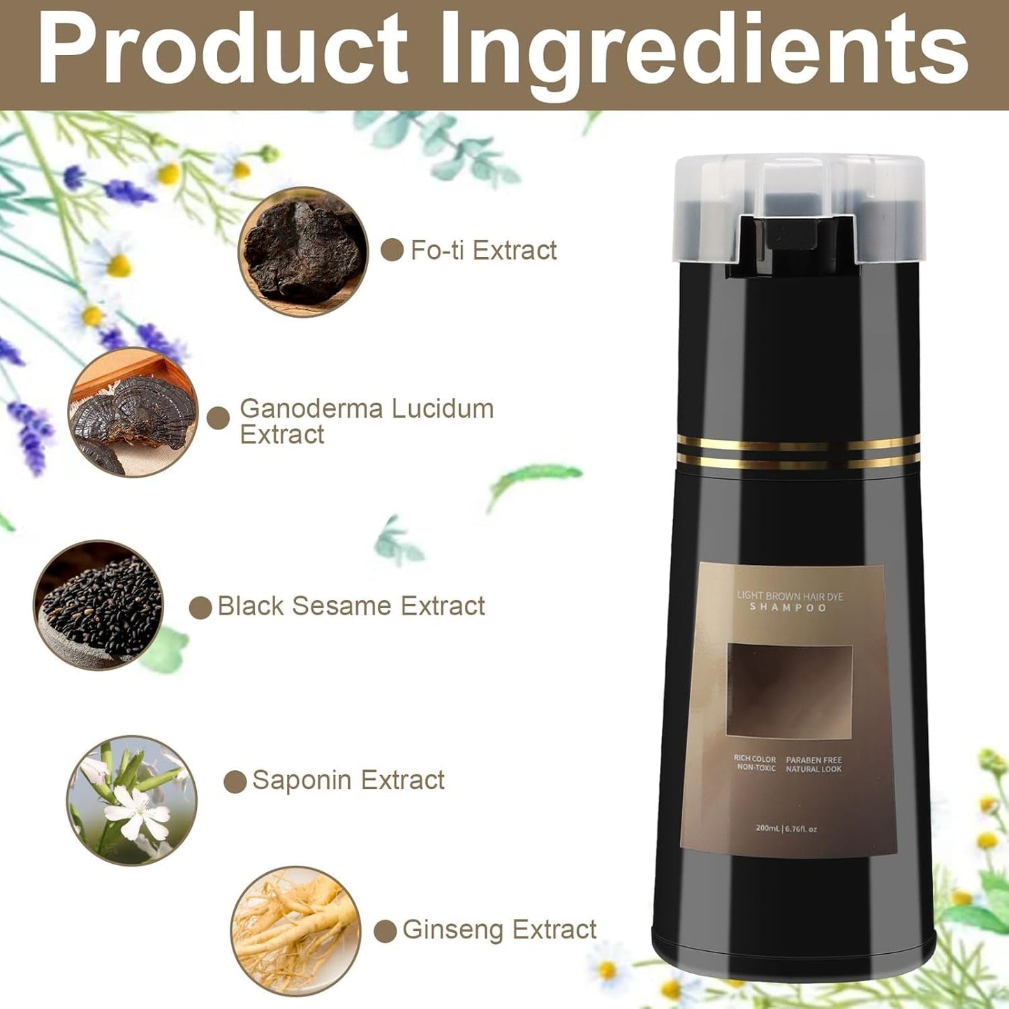 Shampoo Colore Capelli, Shampoo Colore Istantaneo 3 in 1, Shampoo Colore Capelli Istantanei, Shampoo Colore Capelli Neri, Shampoo Colore Capelli (Marrone Chiaro) Tinture per capelli Naty Shop
