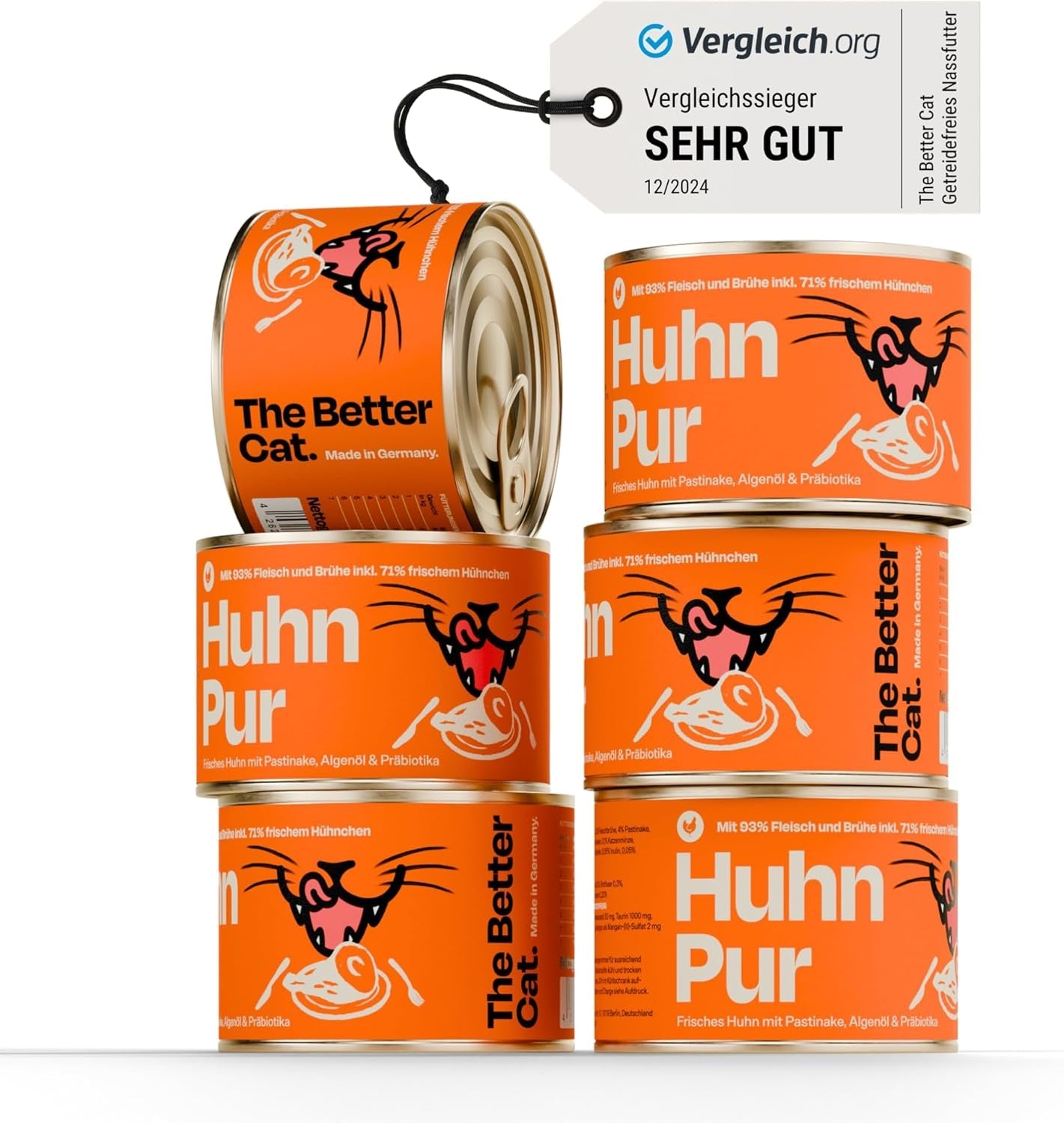 The Better Cat - Cibo umido senza cereali con alto contenuto di carne - Cibo per gatti premium senza cereali e senza zucchero (200 g, Pollo)
