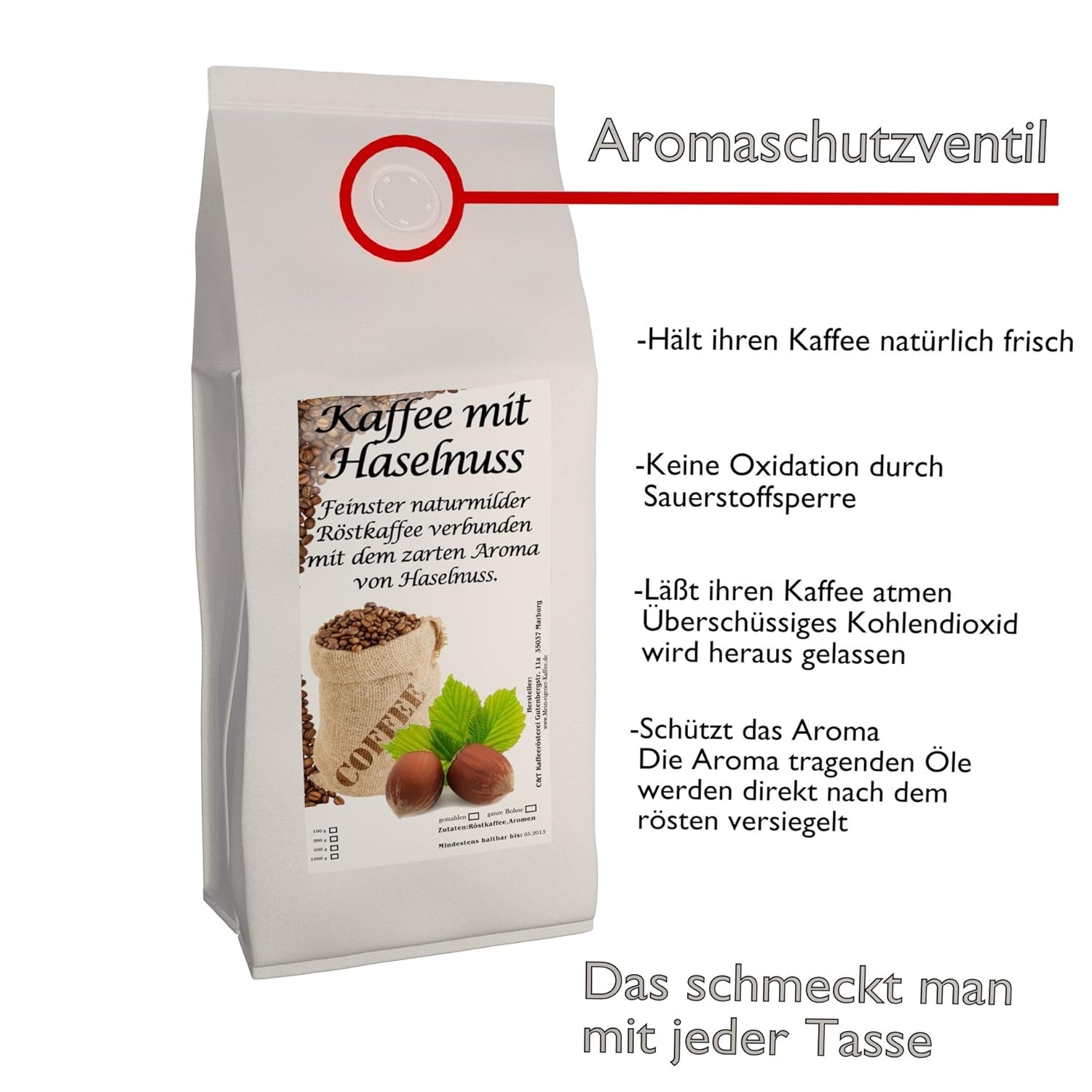 Caffè alle nocciole aromatiche, 3 chicchi interi da 1000 g