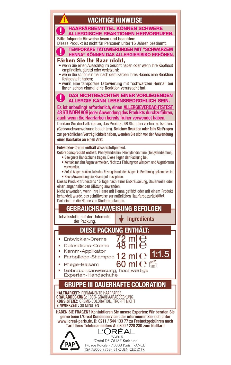L'Oréal Paris Tintura permanente per capelli per ogni tono di pelle, colorazione senza ammoniaca, toni nude universali con copertura totale dei capelli grigi, Excellence Creme, n. 5U Castano chiaro (marrone), 1 tinta per capelli Naty Shop