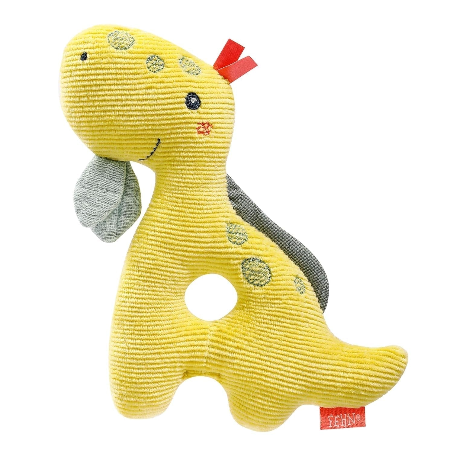 Fehn anello da presa per bebè pecora fehnNATUR - peluche con cotone biologico - giocattolo per bambini con campanello e giocoso apprendimento - giocattolo da afferrare per neonati e bambini da 0+ mesi Baby Toys Naty Shop Dino