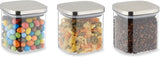 Relaxdays Barattoli con Coperchio Set da 3 Barattoli Quadrati da 600 ml Contenitori ermetici in Vetro Trasparente/Argento Scatole per Alimenti Naty Shop Titolo predefinito