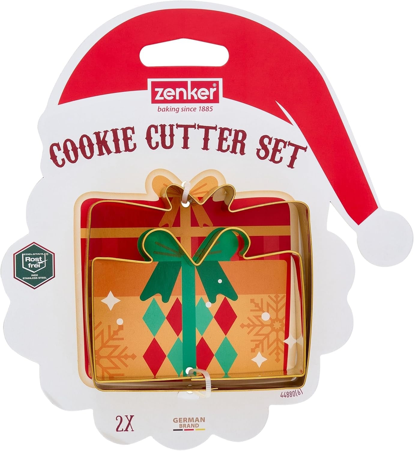 Zenker Set di 2 formine per biscotti, set regalo, acciaio inossidabile, colore oro, set grande 8 x 8,5 cm, set piccolo 6 x 8,5 cm
