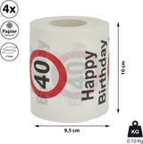 Set 4 carte igieniche "Buon 40° compleanno" │40° compleanno 24 metri 2 tessuti 180Gr/Qm │ Carta igienica motivo carta igienica (4 X carta igienica 40)