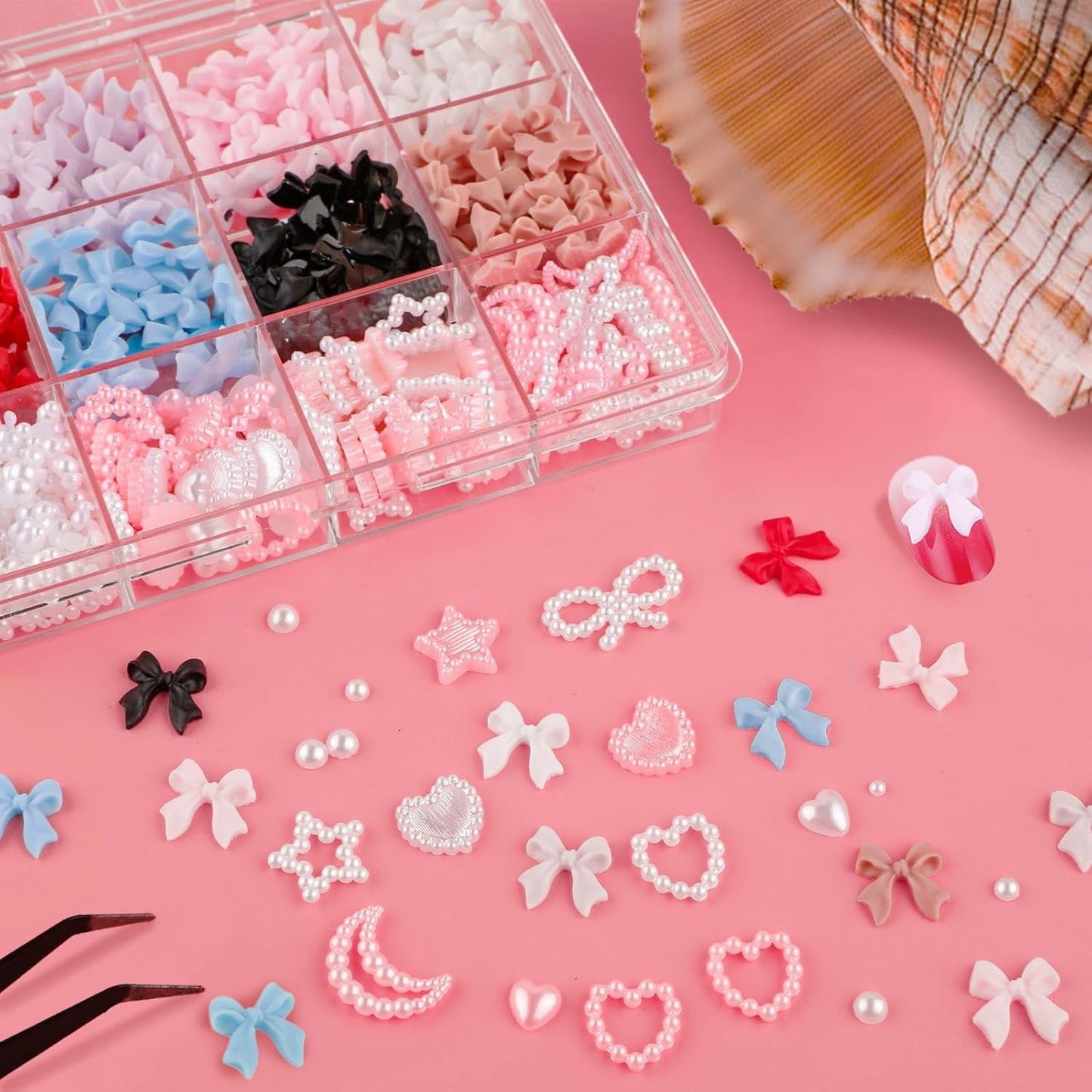 500 pezzi 3D Nägel Charm Schleifen Charms Nägel Nail Art Charms Schleife Nagel Charms Nägel Nail Art Schleifen Nageldekorationen Mit Aufnahmewerkzeug Für Frauen und Mädchen Nagel-Diy-Zubehör