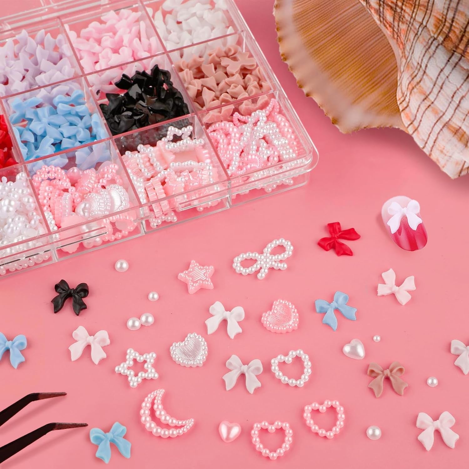 500 pezzi 3D Nägel Charm Schleifen Charms Nägel Nail Art Charms Schleife Nagel Charms Nägel Nail Art Schleifen Nageldekorationen Mit Aufnahmewerkzeug Für Frauen und Mädchen Nagel-Diy-Zubehör