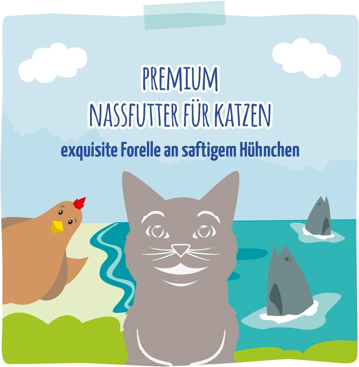 MjAMjAM - Cibo umido per gatti premium - Trota raffinata con pollo succoso, confezione da 6 (6 x 400 g), senza cereali