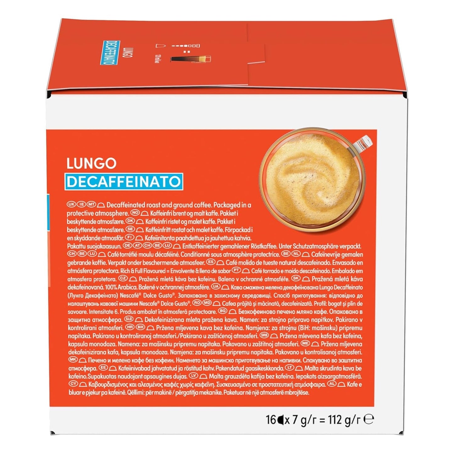 Capsule di caffè NESCAFÉ DOLCE GUSTO Lungo Decaffeinato Confezione da 3 (3 x 16 capsule)