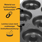 Birkmann, Easy Baking, Donutblech, Backform Für 6 Donuts, Mit Hochwertiger Antihaftbeschichtung, Ø 9 Cm, Mit Rezept, 881631 Stampi e vassoi per cuocere Naty Shop