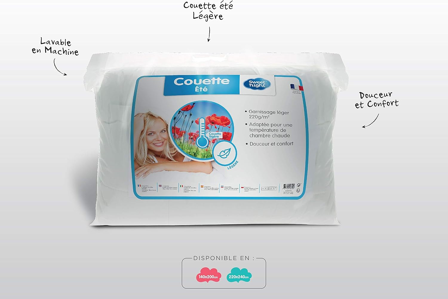 DOLCE NOTTE - Trapunta estiva 220G/M² | 140X200 cm | Sottile e leggero | Morbido e confortevole | Lavabile | Piumino 100% microfibra Piumini e trapunte Naty Shop