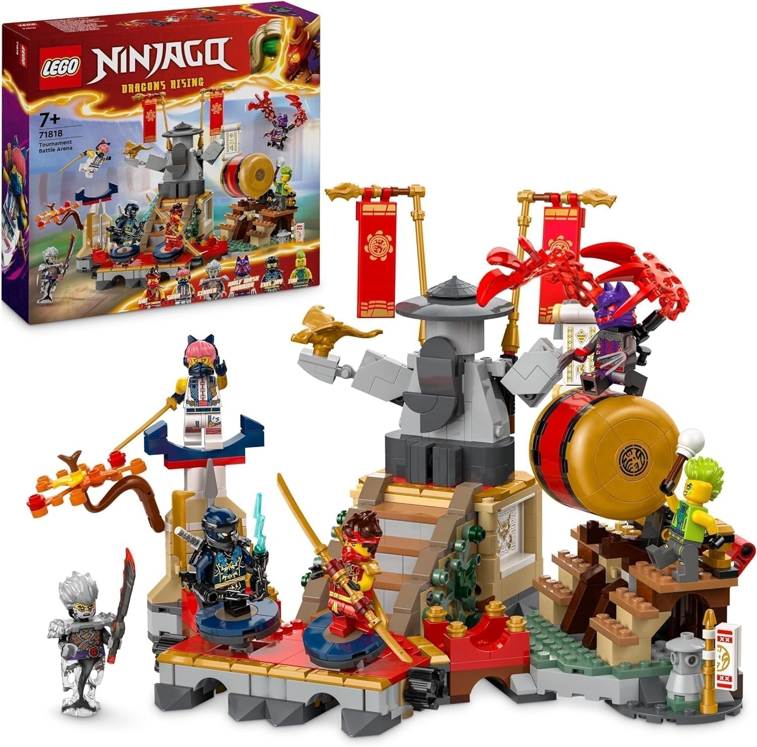 LEGO NINJAGO Arena del Torneo Giocattolo Avventura per Bambini 6 Minifigure Ninja Playset Collezione Set da Costruzione Regalo di Compleanno per Ragazzi e Ragazze di 7 Anni 71818 Set da Costruzione Besuche den LEGO-Store Titolo predefinito