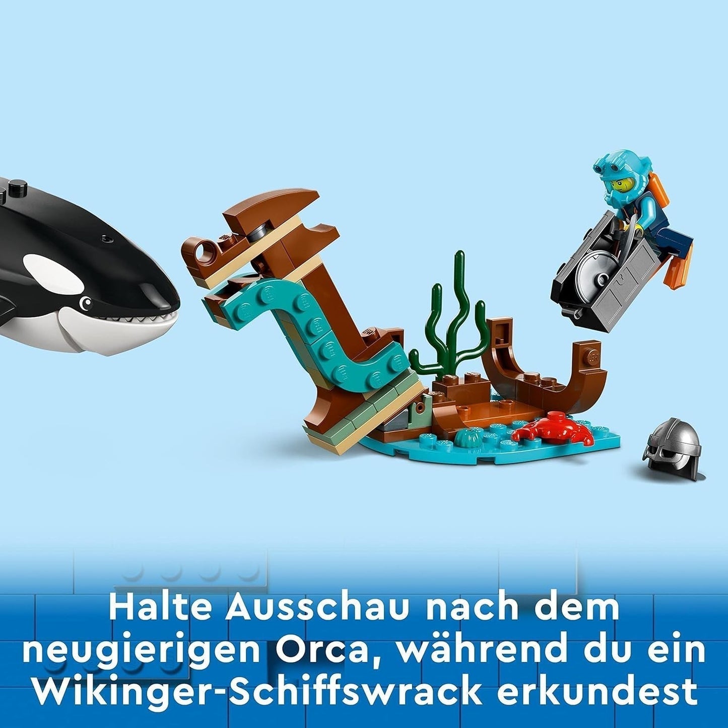LEGO City Nave da ricerca artica, grande barca giocattolo galleggiante con elicottero, gommone, sottomarino Rov, relitto vichingo, 7 minifigure e figura dell'orca, regalo per bambini dai 7 anni in su 60368 Set da costruzione Besuche den LEGO-Store