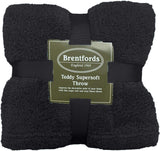 Brentfords Teddy-Fleece-Decke, Großer Ãœberwurf Ãœber Dem Bett, Plüsch, Superweich, Warm, Für Sofa, Bett, Tagesdecke, Schwarz â€“ 150 X 200 Cm