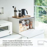 Yamazaki 4352 TOWER Cestino per il pane, bianco, acciaio, minimalista, 40 x 34,5 x 24 cm Contenitori per alimenti Naty Shop