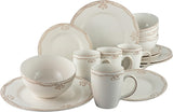 CreaTable, 23601, serie Romantic Vintage, set di stoviglie da 16 pezzi per 4 persone, servizio combinato in porcellana, lavabile in lavastoviglie e adatto al microonde, produzione di qualità