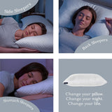 Cuscino per dormire Premium Dreamyblue - Imbottitura in memory foam triturato [Loft regolabile] Fodera lavabile in viscosa di bambù - Per lati scorrevoli, schiena e pancia - Cuscini standard Naty Shop