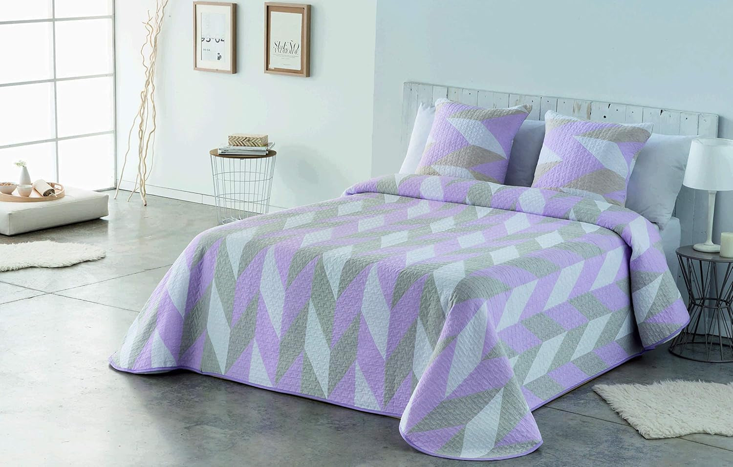 VIALMAN Sofia 30 Bouti Piumino leggero per letto matrimoniale | dimensione trapunta 250 X 270 cm, grigio Trapunte e trapunte Naty Shop Rosa 135X190 Cm