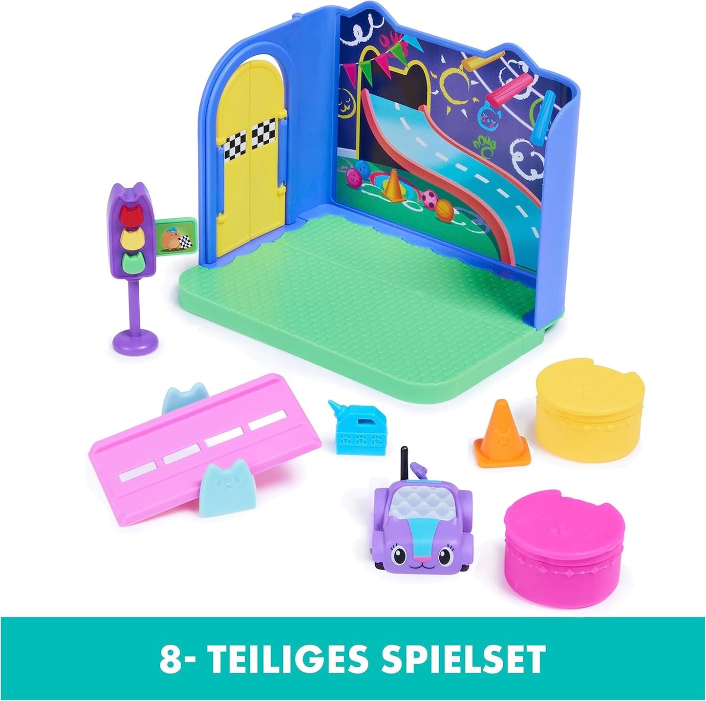 Camera Deluxe della Casa delle Bambole di Gabby, Sala Giochi Purr-Ific, Sala Giochi con Macchinina Carlita, 2 Mobili e 2 Scatole a Sorpresa con Accessori, Adatta a partire dai 3 Anni Naty Shop Dollhouses