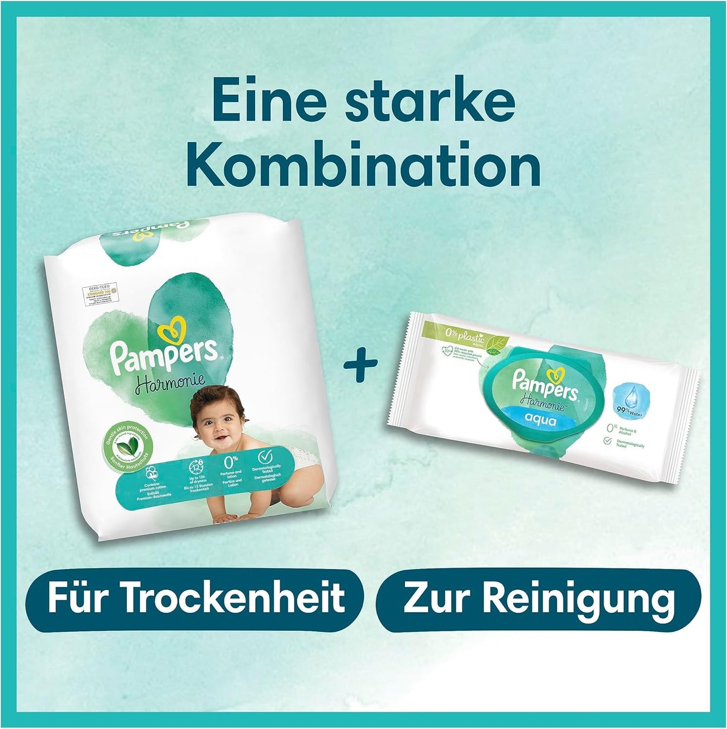 Pannolini Pampers per bambini, taglia 2 (4-8 kg), Harmony, scatola Half Moon, protezione delicata per la pelle e ingredienti a base di erbe, 240 pezzi