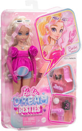 Barbie Dream Besties Puppe e Accessori, bewegliche Barbie Malibu“ Modepuppe mit welligem blonden Haar, 11 Teile zum Thema Make-up und Haare, HYC21