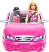 Barbie doll and pink glitter convertible, realistic tire logo, 3 years old toy, DJR55 Naty Shop Dolls