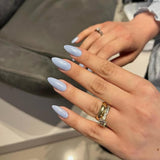 Unghie cromate autoadesive - Colla glitterata marrone mandorla media sulle unghie Unghie finte glitterate Colla sulle unghie artificiali Unghie acriliche smaltate per donne 24 pezzi