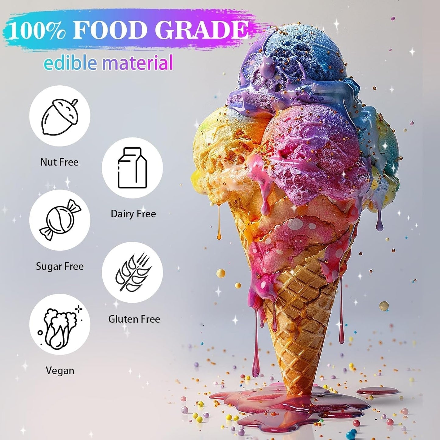 Glitter commestibili - Colorante alimentare in polvere 6G per cioccolato, fragole, muffin, torte, fondente (Oro)