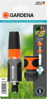 Set spray Gardena per tubi da 13 mm (1/2 pollice) e 15 mm (5/8 pollici): Set spray per pulizia con Aquastop per cambio rapido del collegamento (18288-20)