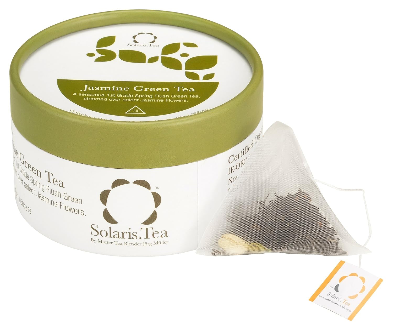 Tè verde al gelsomino biologico 15 bustine di tè di seta 1 confezione (1 x 30 g)