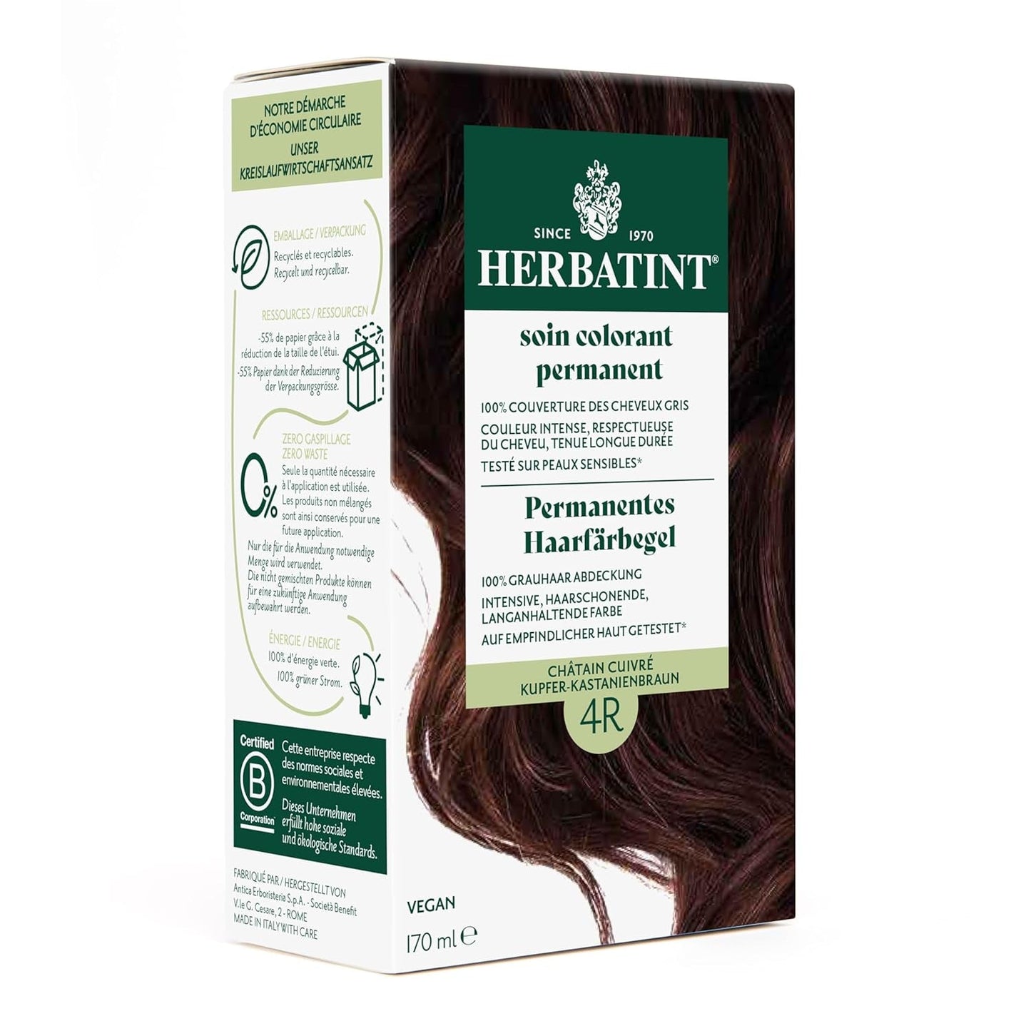 Gel Colorante Permanente Per Capelli 6N Biondo Scuro - 170ml I Senza Ammoniaca, Copertura Al 100% Dei Capelli Grigi I Testato su Pelli Sensibili, Con 8 Estratti Vegetali Naty Shop Tinture Per Capelli 4R Castano Rame