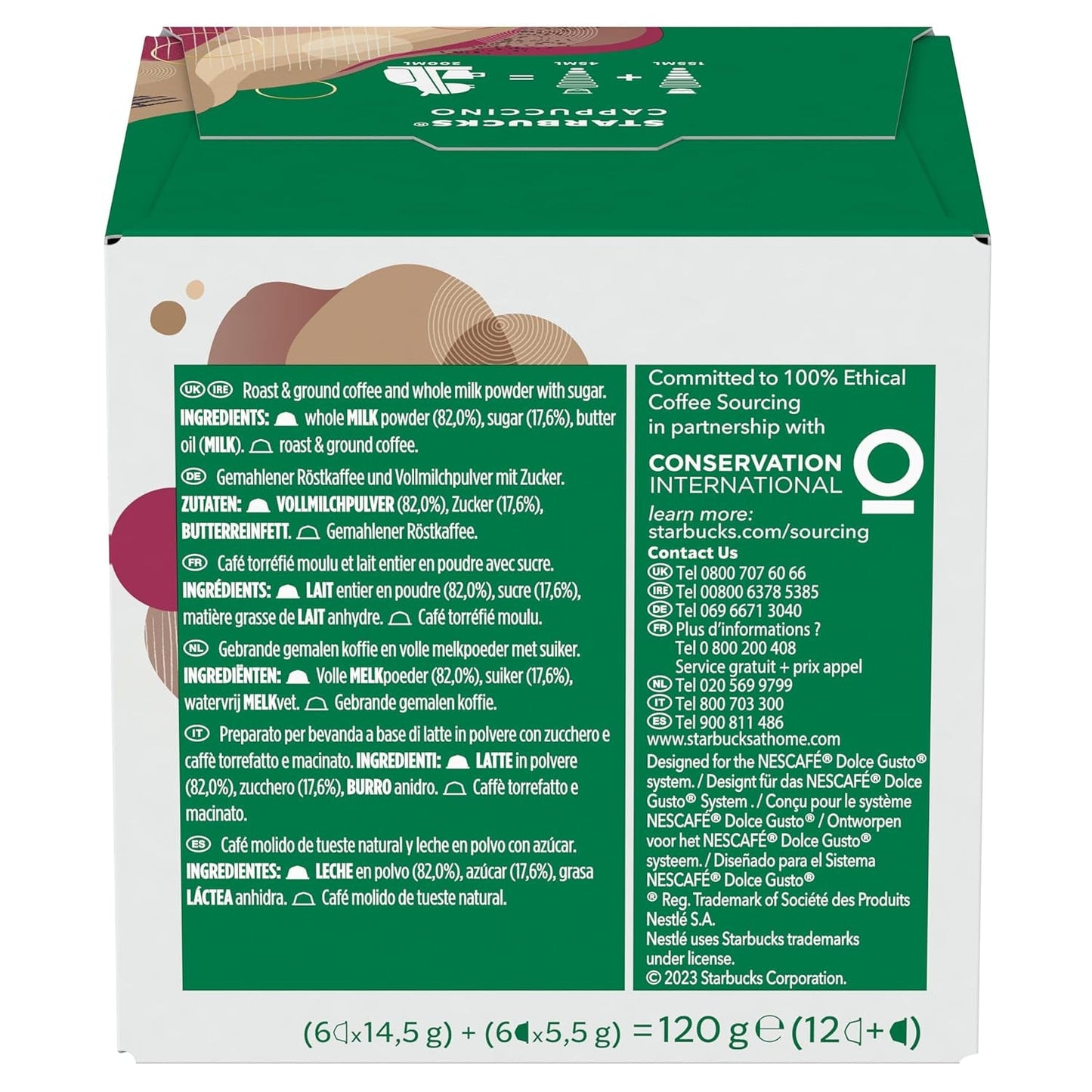 STARBUCKS Cappuccino di Nescafé Dolce Gusto Kaffeekapseln 6 x 12 (72 Capsule)
